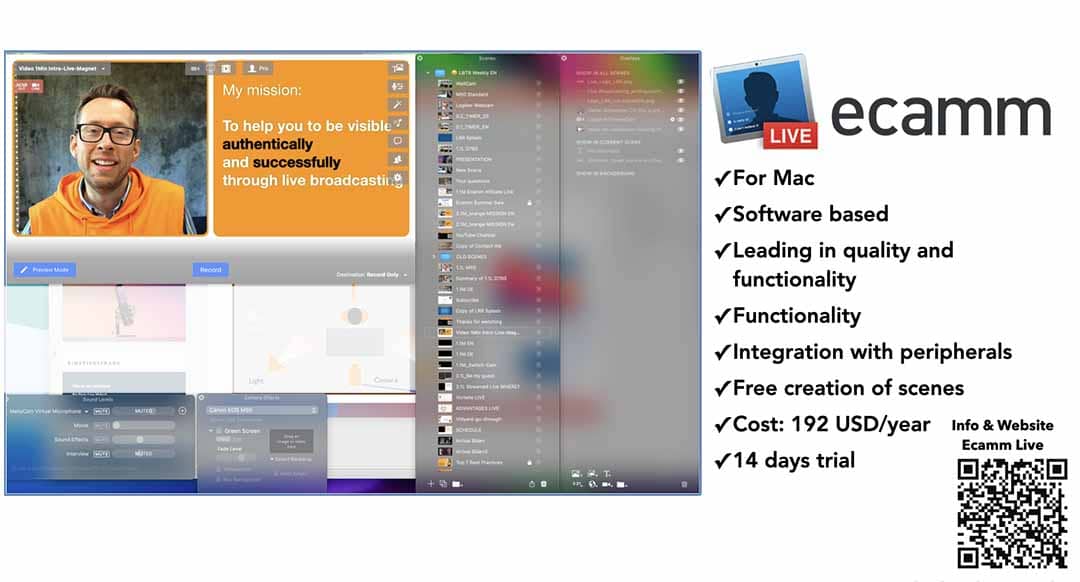 Captura de pantalla y ventajas de Ecamm Live